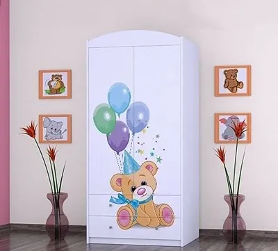 Produktbild von BDW Kleiderschrank, 2 Türen, 2 Schubladen, Garderobenschrank, 180x90 cm, Weiß