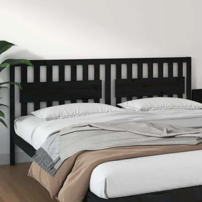 Produktbild von vidaXL Kopfteil Schwarz 205,5x4x100 cm Massivholz Kiefer - Kopfteil - Kopfteile - Bettkopfteil - Holzkopfteil