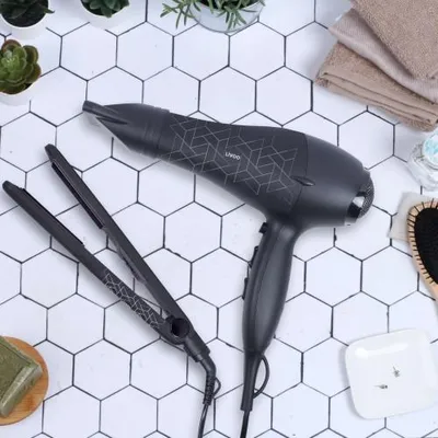 Image de Sèche-cheveux 2000w + lisseur 35w noir - Livoo - DOS170 -