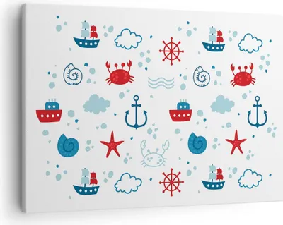 Produktbild von Bild auf Leinwand - Leinwandbild - Meer Boot Anker Schiff - 70x50cm - Wand Bild - Wanddeko - Leinwanddruck - Bilder - Kunstdruck - Wanddekoration - Leinwand bilder - Wandkunst - AA70x50-2889