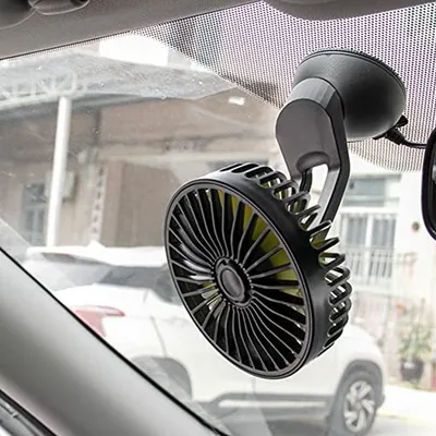 Produktbild von Kfz-Ventilator 12V 24V, 3-stufige Geschwindigkeiten, Multi-Winkel-Rotation, Saugnapf