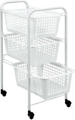 Produktbild von Metaltex Opbergrek met Wielen + 3 Manden 30x38x68 cm Wit