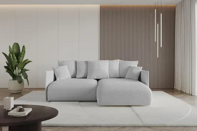 Produktbild von ALTDECOR Ecksofa mit Schlaffunktion und Bettkasten ONESK-L  216x177x72 cm  Hellgrau - Corner Sofa Eckcouch Couch L-Form  angeordnet Schlafcouch Ausziehbar Wohnlandschaft
