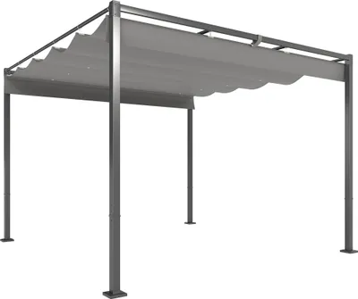 Produktbild von 3 x 3 m Garten-Pergola mit einziehbarem Dach, Pavillon, Baldachin für Schatten, UPF30+, Grau