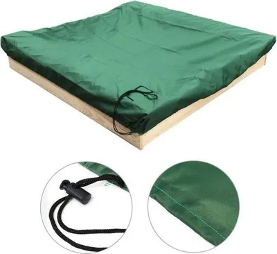 Obrázek produktu pro Plachta na pískoviště - Oxfordská tkanina - 70 % UV ochrana - Stahovací šňůrka - 150 x 150 cm - Zelená