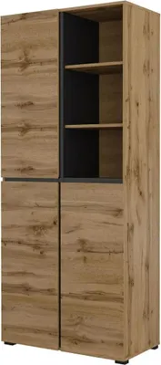 Zdjęcie produktu dla Szafa do przedpokoju CROSS 3D 80cm dąb wotan/czarna z półkami