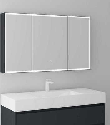 Mai & Mai Spiegelschrank Bad mit LED Beleuchtung Badezimmerschrank Hängeschrank Badezimmerspiegel BxTxH 120x15x70 cm Anthrazit matt Spiegelschrank-04