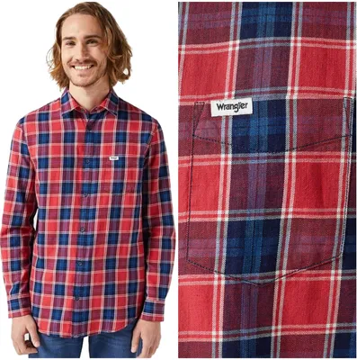 Immagine prodotto di Wrangler Uomo Camicia LS 1 Point Camicia Rosso Indaco 112350396 W5A9017325