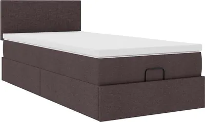 Image de Ottoman-lit avec matelas marron foncé 90x190 cm tissu