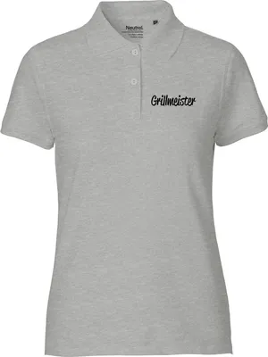 Produktbild von Huuraa Damen Polo Shirt Grillmeister BBQ XL Sport Grey Bio Baumwolle Fairtrade Poloshirt Geschenkidee