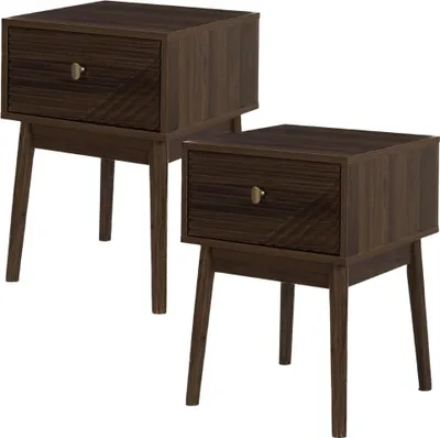 Produktbild von "MISOU Tiffany Nachttisch Wandregal mit Schubladen Beistelltisch Nachtschrank auf Beinen Industrial Holz Braun"