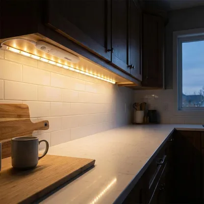 Produktbild von 3m LED Streifen warmweiss mit Bewegungsmelder & Batteriebetrieb - Selbstklebendes Lichtband, Nachtlicht Stripe, 90 LEDs, 5W
