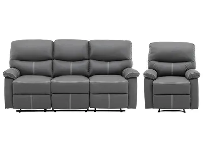 Produktbild von CANBY 3-Sitzer-Sofa und Sessel mit Relaxfunktion aus grauem