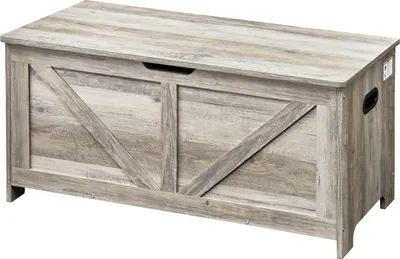 Immagine prodotto di SucceBuy Cassapanca portagiochi in legno per bambini, grande contenitore con coperchio incernierato e cerniera di sicurezza, 98 x 39 x 48 cm, per stanza dei giochi, camera da letto, soggiorno, grigio
