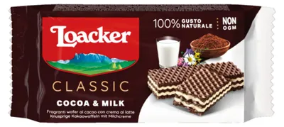 Produktbild von Loacker Classic Cacao and Milk Kakaowaffeln mit Milchcreme 175g