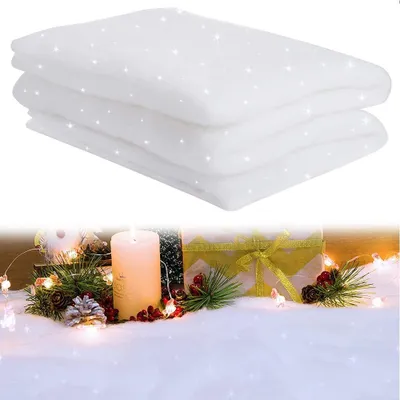 Imagen del producto de Manta decorativa con lentejuelas, de 240 x 80 cm, decoración blanca para Navidad