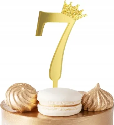 Image de Numéro 7 Or Miroir Gâteau Topper Pour Fête D'anniversaire
