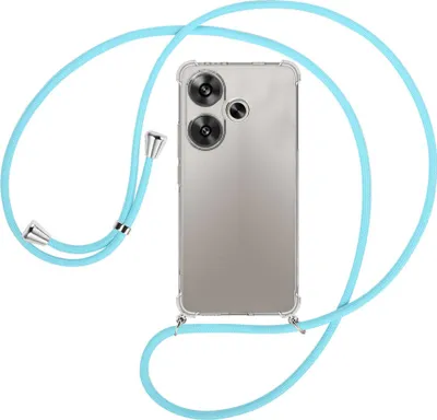 Produktbild von Handykette Backcover-Schutzhülle mit Band (Metall silberfarben) für Xiaomi Redmi Turbo 3 5G - himmelblau