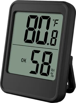 Obrázek produktu pro LCD digitální teploměr vlhkoměr Měřič teploty a vlhkosti s držákem, stolní, magnetický, černý