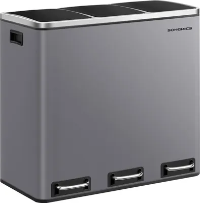 Produktbild von Mülleimer Küche, 3 x 18 L, Mülltrennsystem 3 Fächer, Abfalleimer