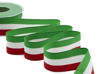 Italien-Flaggenband, Satin, 39 mm x 25 m, Rot-Weiß-Grün
