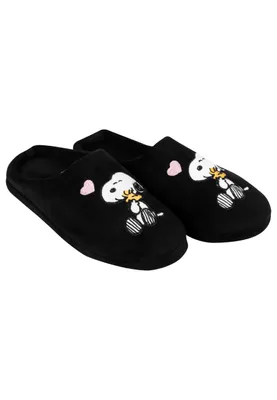 Produktbild von The Peanuts Snoopy Hausschuhe für Damen Puschen Slipper Pantoffeln Schwarz 37-38