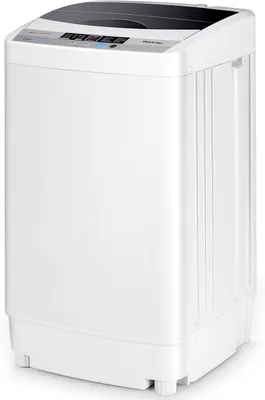 Productafbeelding van COSTWAY wasmachine, 4,5 kg, compacte wasmachine met bovenlader, volledig automatisch met pomp, centrifuge en display. Mini-wasmachine, 310W, afmetingen 50x50x85 cm