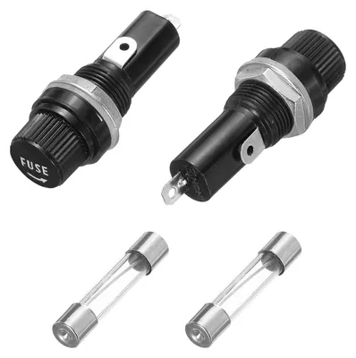 Sicherungshalter 45x18,4mm 250V/125V 15A mit 2 Glasröhrensicherungen 6x30mm