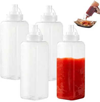 Productafbeelding van Set van 4 Plastic Knijpflessen 1000ml met Dop