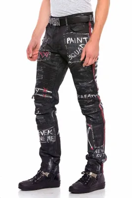 Produktbild von CD571 Herren Straight Fit-Jeans mit coolen Schriftzügen