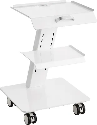 Zdjęcie produktu dla Wózek laboratoryjny, 3-warstwowy wózek laboratoryjny na kółkach, mobilny wózek metalowy na kółkach skrętnych, wózek do serwowania, wózek kliniczny z tacą i nośnością 100 kg, do laboratorium, kliniki, salonu kosmetycznego