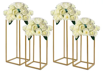 Image de Support à fleurs, design moderne et élégant, polyvalent pour les événements, doré