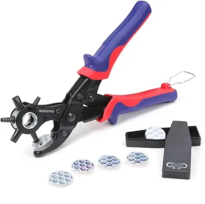 Produktbild von Revolverlochzange Lochzange Leder Gürtel Puncher 255 MM - 6 Stanzgrößen - Ergonomisches Design