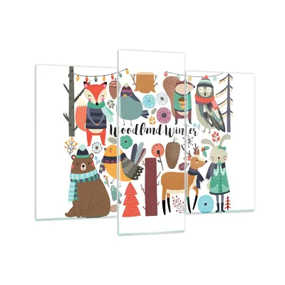 Produktbild von Bilder auf glas - Winter Baum Wald Tiere - 130x100cm - Glasbilder - Wandbilder - Kunstdruck - zum Aufhängen bereit - Wanddekoration aus Glas - Glas Bilder - Wandbild auf Glas - GCB130x100-2926