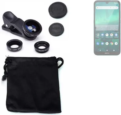 Produktbild von K-S-Trade Smartphone Kamera Linsen Set Kompatibel mit Nokia 1.3 3in1 Clip-On Kamera Adapter Macro Weitwinkel FishEye Fischauge Objektiv Linse