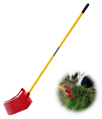 Obrázek produktu pro Švédské vidle VEVOR, 18 hrotů, vidle na hnůj s dlouhou násadou ze skelných vláken, plastové vidle 1550 mm, nářadí na hnůj pro zahradnictví, koňské stáje, stáje, trávu, čištění sena, práce na farmě