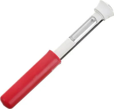 Produktbild von INF 2-in-1 Apfelentkerner und Schäler aus Edelstahl - Rotes Küchenhelfer