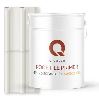 Produktbild von Grundierfarbe für Dachziegel Verkehrsweiß RAL 9016 10 L | wetterfeste Dachbeschichtung | für Ziegel, Beton, Eternit | UV-beständig | Q-COVER