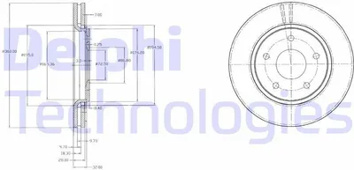 Produktbild von 2x DELPHI Bremsscheibe BG4212 für VW Routan Kastenwagen für FIAT Freemont (345_)