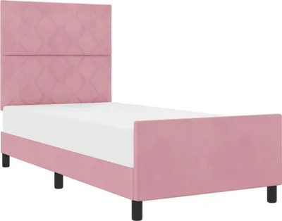 Obrázek produktu pro Postel s boxspringem s čelo Růžová 90 x 200 cm samet