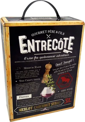 Produktbild von Bag-in-Box - 2019 Merlot Cabernet Syrah - Rotwein - ENTRECOTE 3 L., Auswahl:1 Box