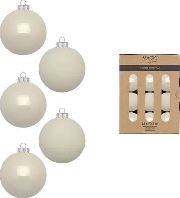 Weihnachtskugeln Glas 3cm 24 Stück - Blanched Almond