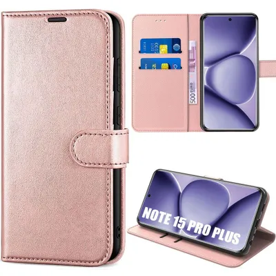 Image de Coque pour Xiaomi Redmi Note 15 Pro Plus 5G, Antichoc Anti-Rayures Cuir Synthétique - Rose