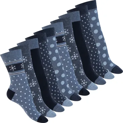 Produktbild von Celodoro Damen Motivsocken (10 PAAR) Süße Muster Crew Socken - Navy Blue 39-42