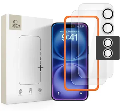 Image de Verre trempé Tech-Protect Easy Set+ 3 packs pour iPhone 17 - transparent