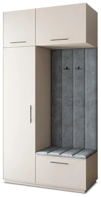 Produktbild von Masseno Garderobe-Set REMA 120/240/60 cm Modern Garderobenschrank Kaschmir, Veloursstoff MONOLITH 85 (Grau)