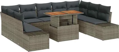 Image de Ensemble de canapés de jardin vidaXL, 10 pièces, couleur grise