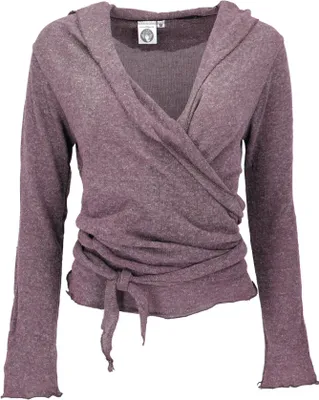 Produktbild von Wickelshirt, Baumwollstrick Pullover, Wickeljacke - Altrosa, Damen, Elasthan,Baumwolle, Größe: M