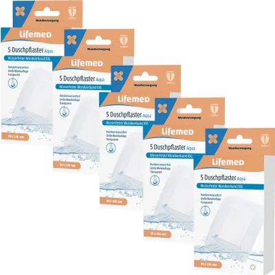 Produktbild von 5x Lifemed Duschpflaster XXL 10cm x 8cm Aqua - 5x 5 Stück