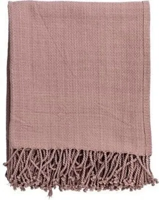 Produktbild von Bloomingville Decke Rosa Wolldecke aus Baumwolle mit Fransen 130x170 cm Throw